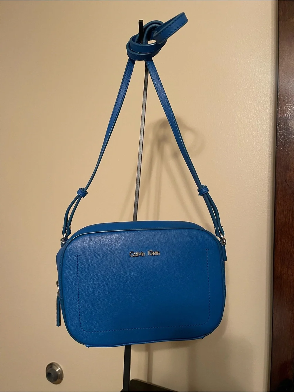Calvin Klein Electric Blue Leather Crossbody Bag